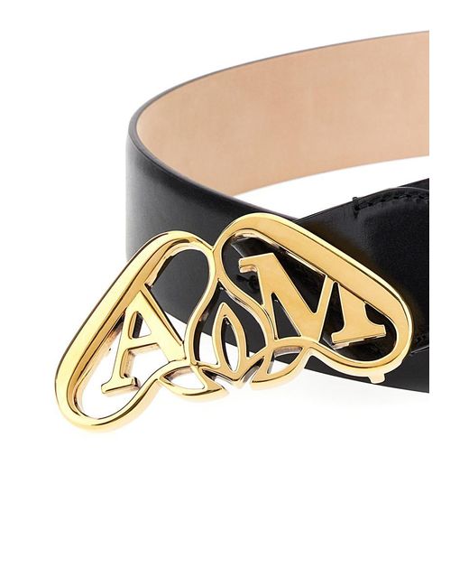 Alexander McQueen Black Seal Branded-buckle Leather Belt