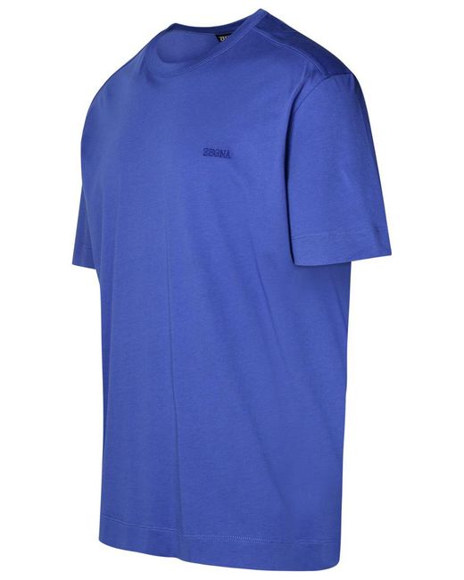 Zegna Blue Cotton T-Shirt for men