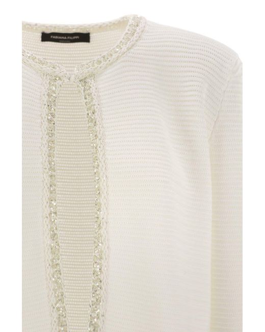 スーツ FABIANA FILIPPI Cotton collarless cardigan Fabiana Filippi Cotton Collarless Cardigan in Natural | Lyst