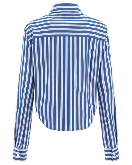 Marni Blue Striped Cropped Shirt
