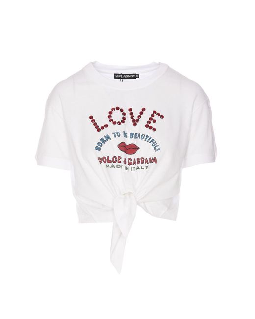 Dolce & Gabbana White Dolce & Gabbana Cruise Printed Cotton T-shirt