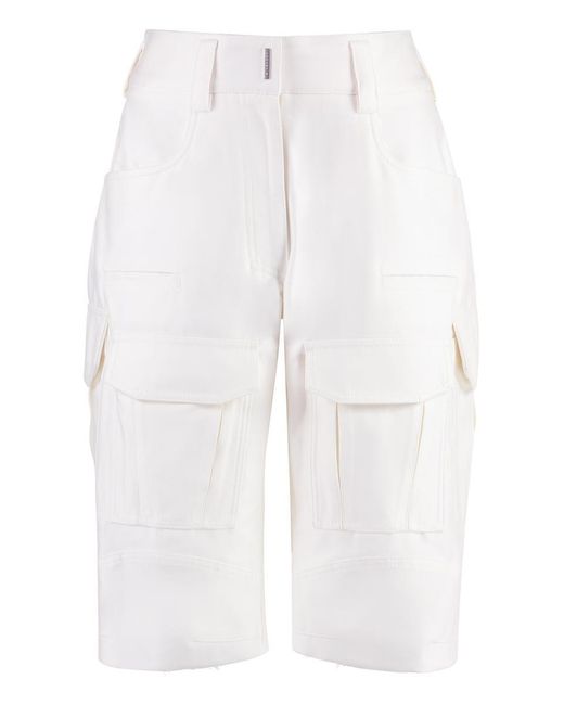 Givenchy White Cotton Cargo Bermuda Shorts