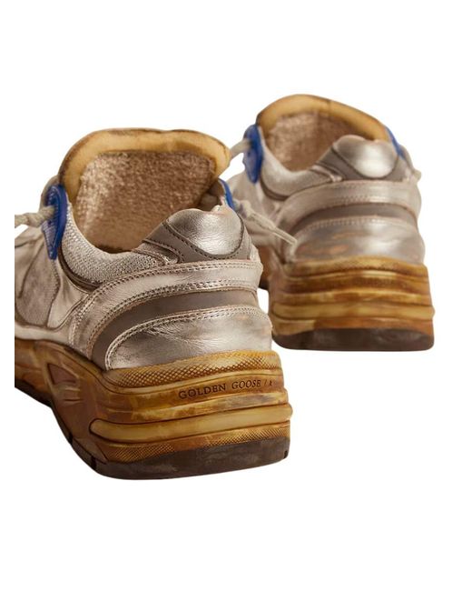 Golden Goose Deluxe Brand Blue Running Sole Sneakers With A Worn Effect
