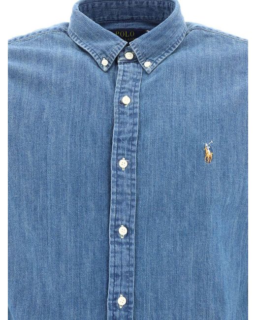 Polo Ralph Lauren Long Sleeve Sport Shirt in Blue for Men | Lyst