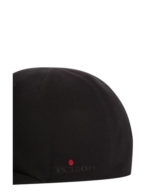 Kiton Black Cotton Baseball Cap for men