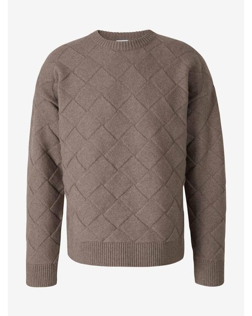 Bottega Veneta Gray Intreccio Wool Sweater for men