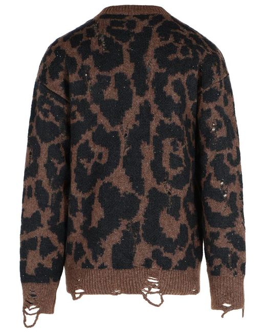 Laneus Black Two-Tone Merino Wool Blend Sweater for men