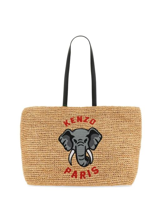 KENZO Natural Raffia Elephant Bag