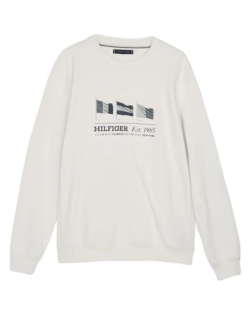 Tommy Hilfiger White Hilfiger Flags Crewneck for men