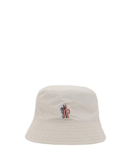 Moncler White Hat With Logo Patch for men