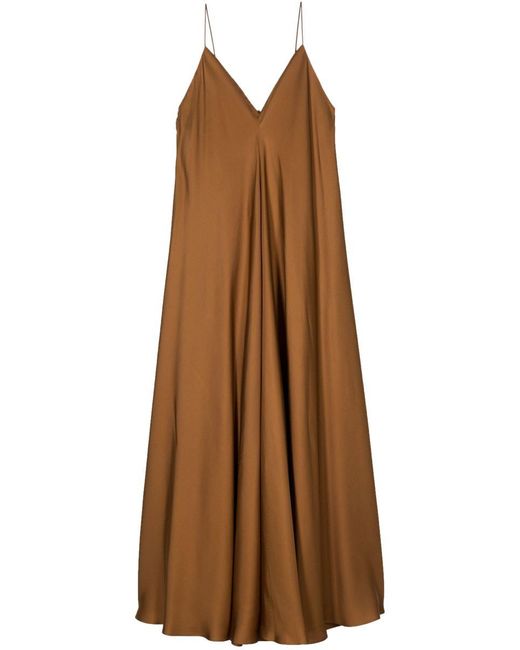 Rohe Brown Silk Strap Dress With Wider Hem