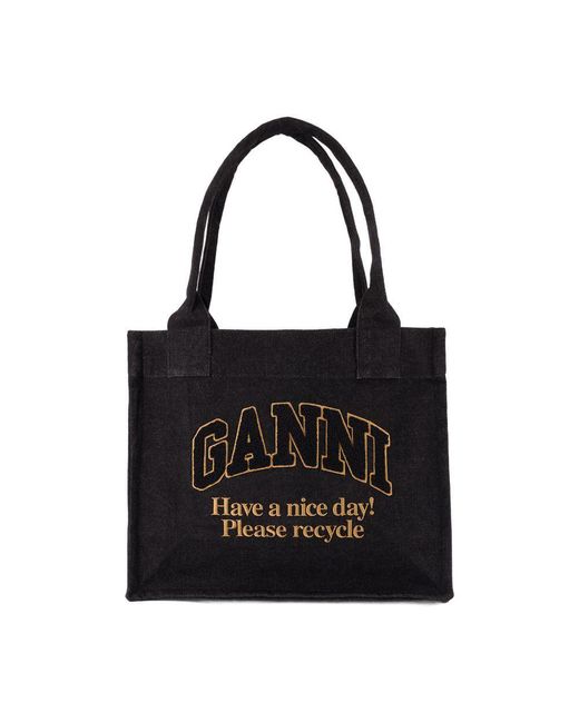 Ganni Black Large Easy Shopper Bag