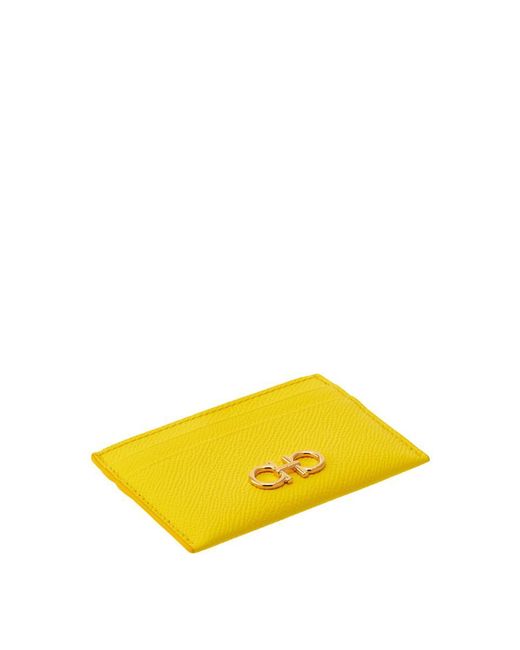 Ferragamo Yellow Gancini Credit Card Holder