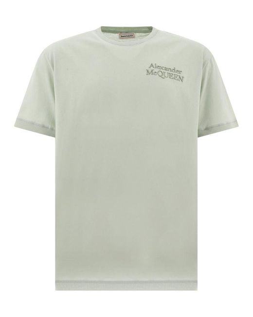 Alexander McQueen Green Embroidered T-Shirt for men