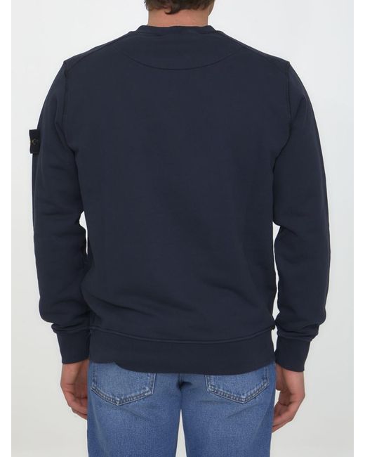 Stone Island Blue Navy Crew-neck Sweatshirt With "old" Effect for men