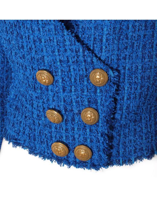 Balmain Blue Cobalt Tweed Blazer