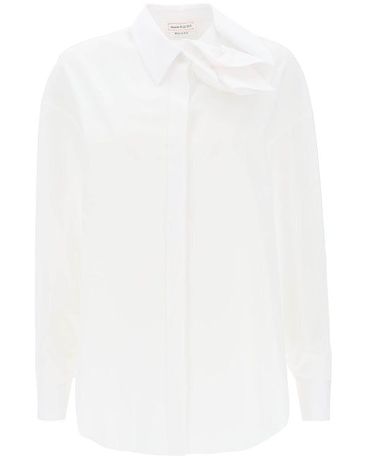 Alexander McQueen White Shirt With Orchid Detail