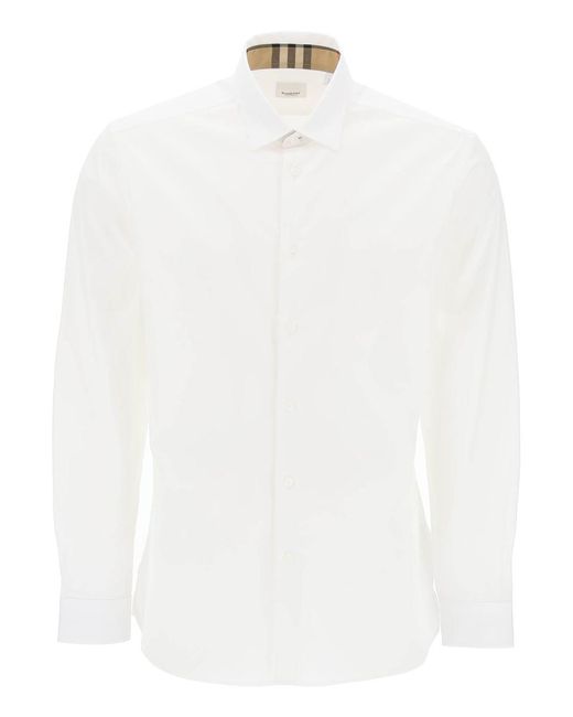 Burberry White Sherfield Shirt In Stretch Cotton for men