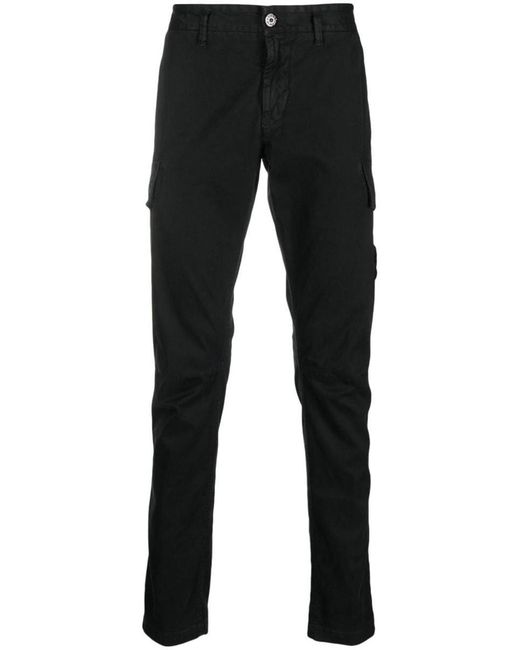 Stone Island Black Compass-motif Straight-leg Trousers for men