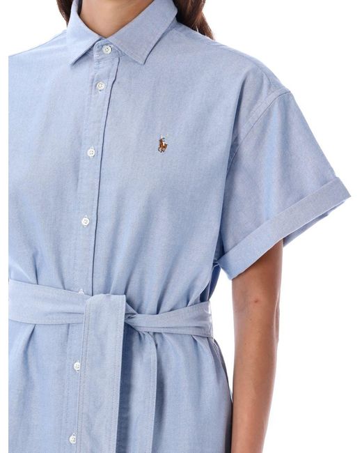 Polo Ralph Lauren Blue Belted Oxford Shirtdress