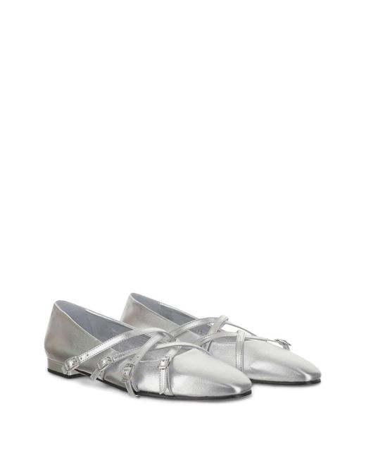 CAREL PARIS Gray Eloise Leather Ballet Flats
