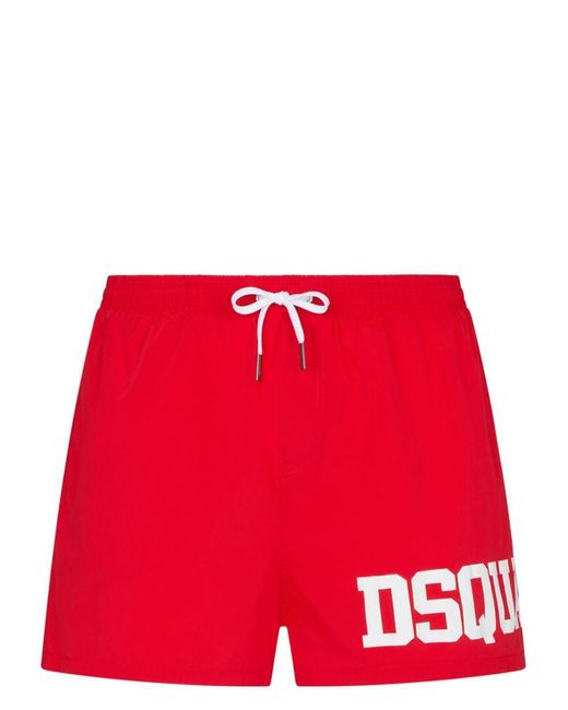 DSquared² Red Swimsuit With Logo for men