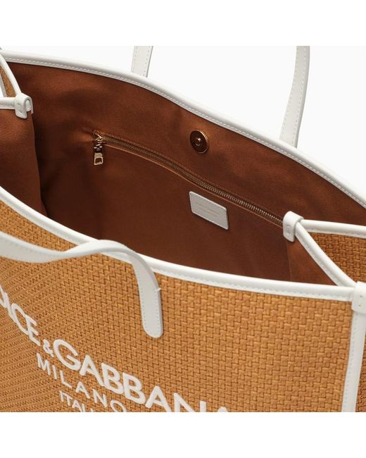 Dolce & Gabbana Brown Dolce&Gabbana Large Honey-Coloured Shopping Bag With Logo