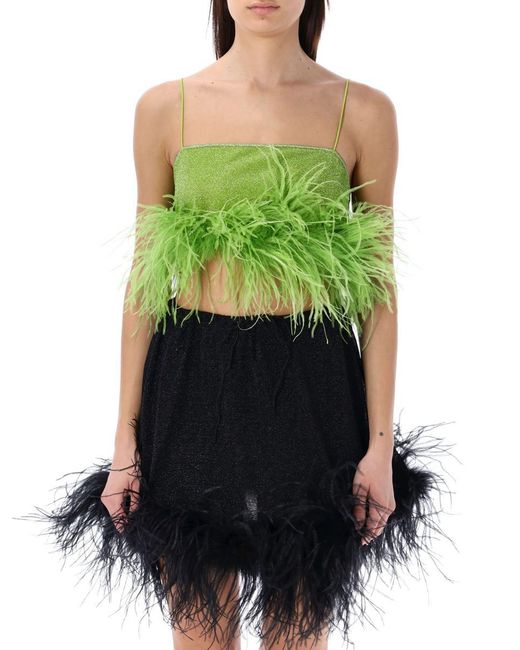 Oseree Green Lumière Feather Top