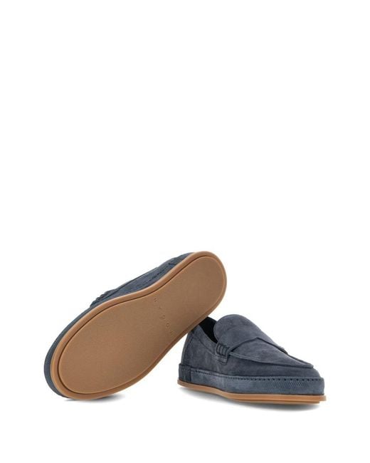 Hogan Blue Suede Flat Shoes for men
