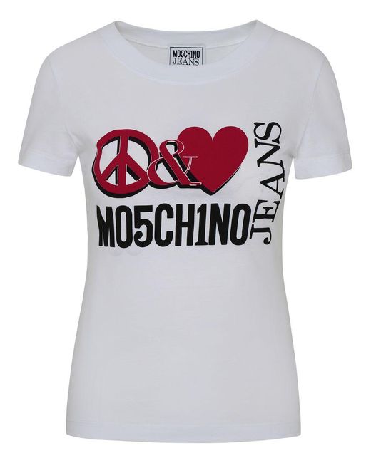 Moschino Jeans Gray White Cotton T-shirt