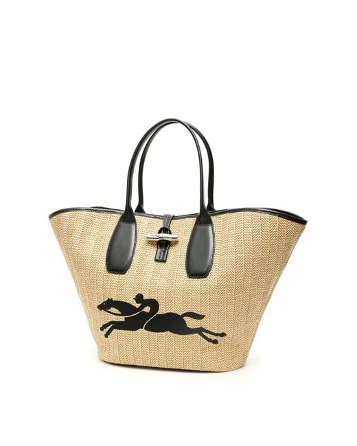 each Profit Perforation Longchamp Roseau Basket Bag in Natural | Lyst Canada