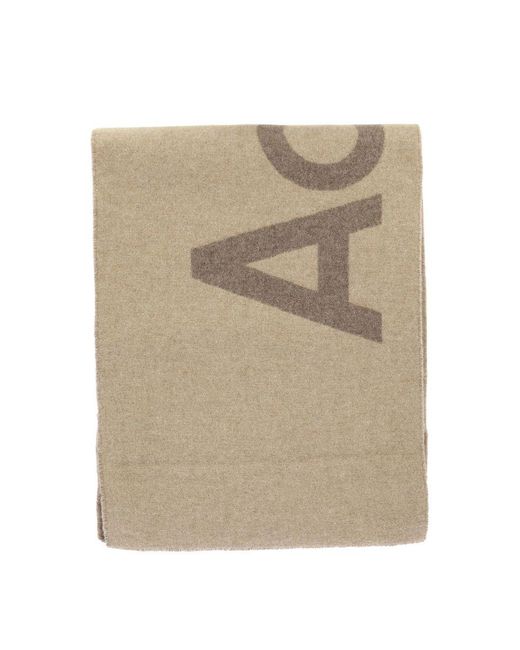 Acne Natural Logo Wool Scarf for men