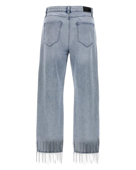 Karl Lagerfeld Rhinestone Fringed Jeans Blue