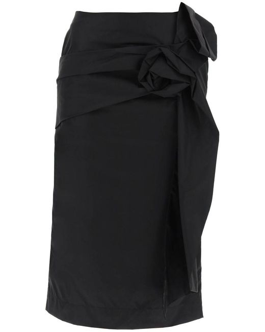 Simone Rocha Black Pencil Skirt With Floral Applique