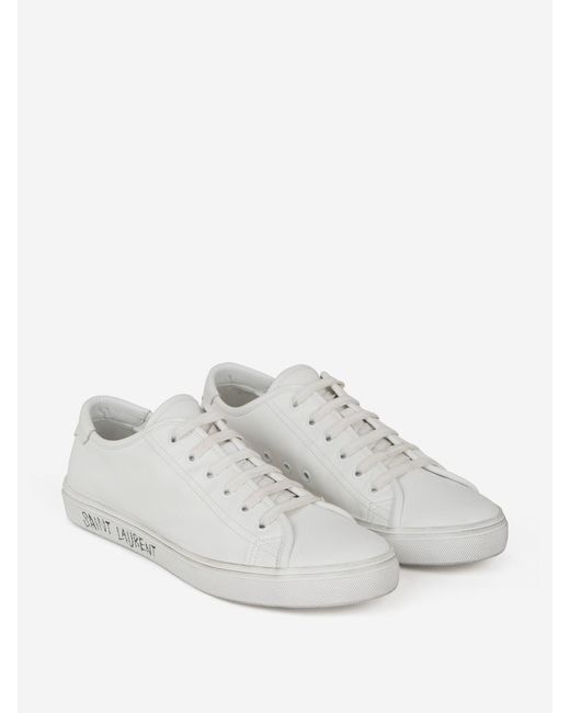 Saint Laurent White Malibu Leather Sneakers for men