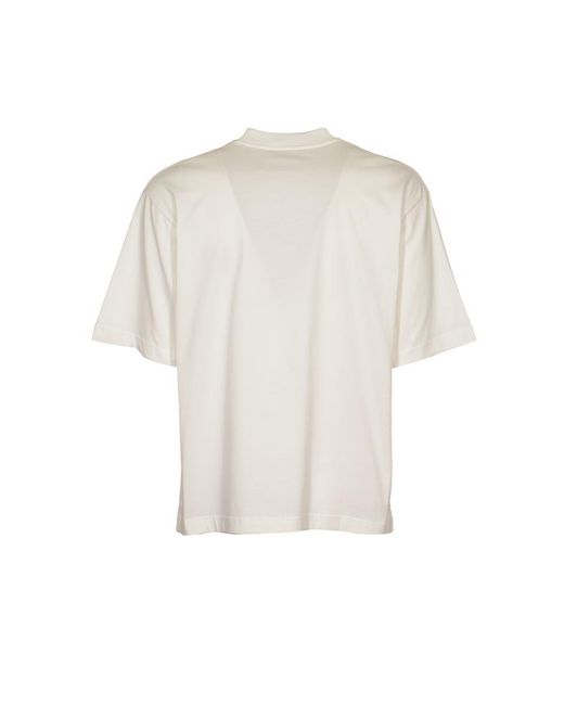 Marni White Round Neck Cropped T-Shirt for men