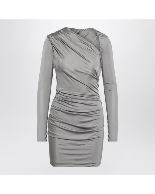 The Attico Gray Draped Mini Dress