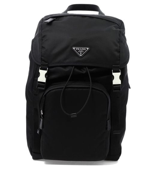 Prada Black Re-Nylon And Saffiano Backpack for men