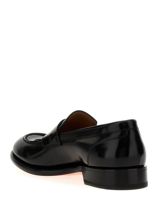 Santoni Leather Loafers Black for men