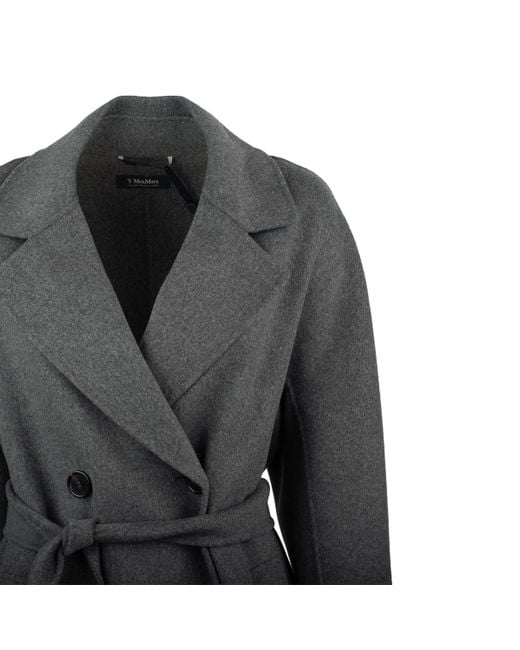 Max Mara Gray Double-Breasted Wool Coat