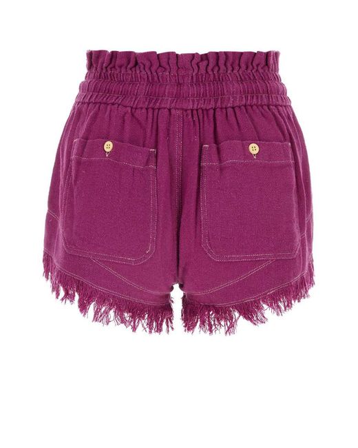 Isabel Marant Tyrian Purple Silk Talapiz Shorts