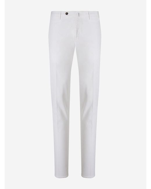 PT01 White Stretch Chino Trousers for men