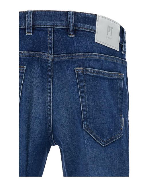 PT Torino Blue Medium Waisted Jeans In Cotton Blend Man for men