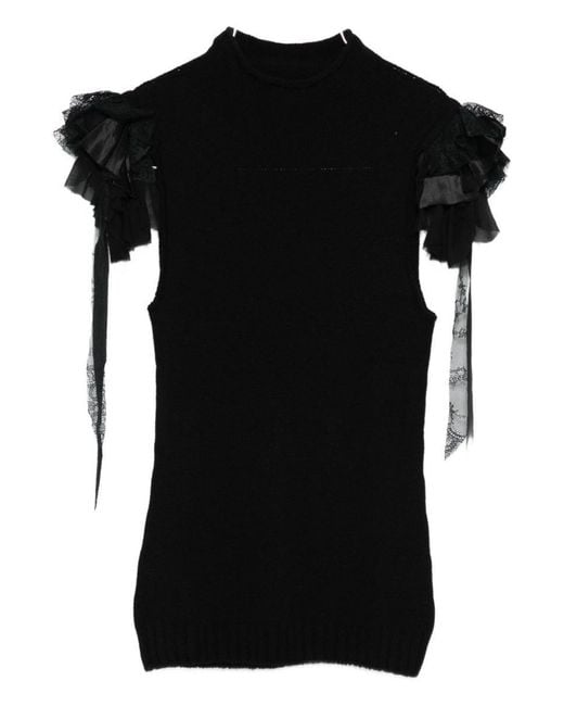 Alberta Ferretti Black Top With Applications By