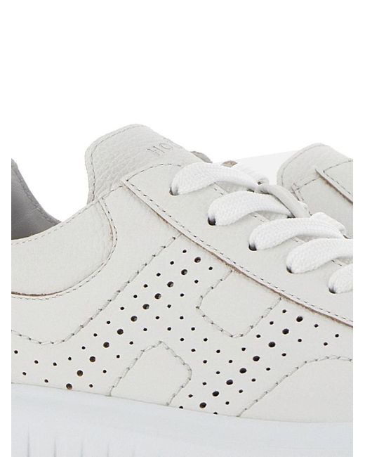 Hogan White H-striped Leather Sneakers for men