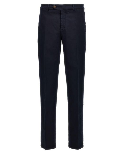Brunello Cucinelli Blue Flat Front Pants for men
