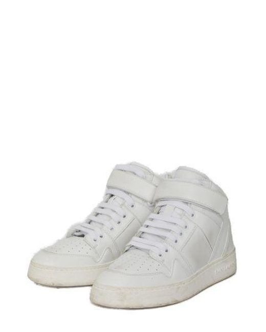 Saint Laurent White Lace Up Canvas Sneakers for men