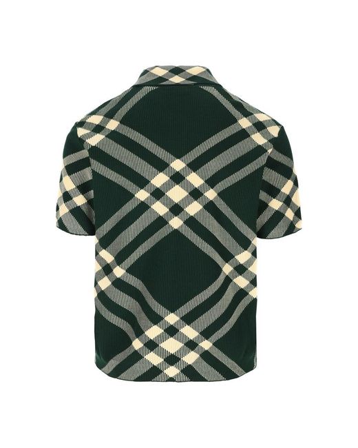 Burberry Green Merino Knitted Polo Shirt for men