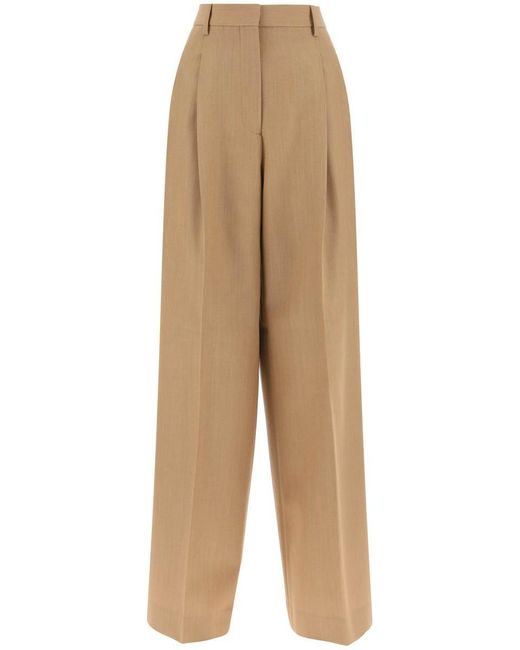 Burberry Natural 'madge' Wool Pants With Darts