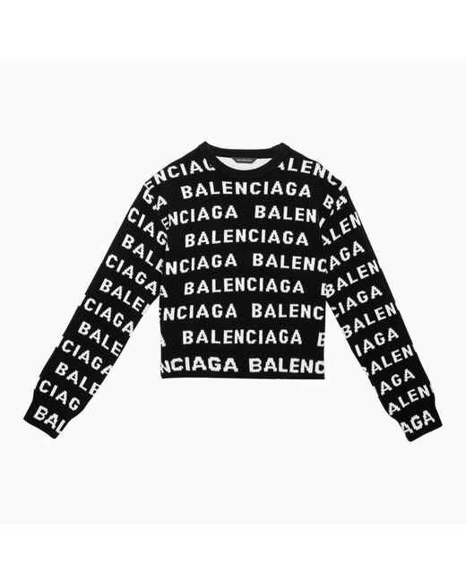 Balenciaga Black All-Over Logo Sweater